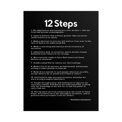 Haler Smith Rolled Poster - 12 Steps - Vertical Black Matte Finish - White Letters