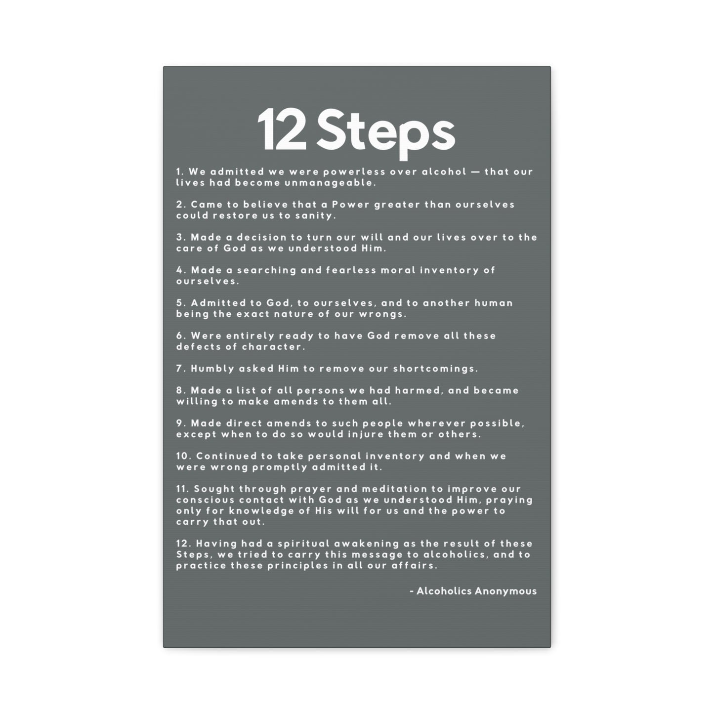 Haler Smith - Canvas - Haler Smith Matte Canvas - 12 Steps - Vertical Dark Gray Matte Finish