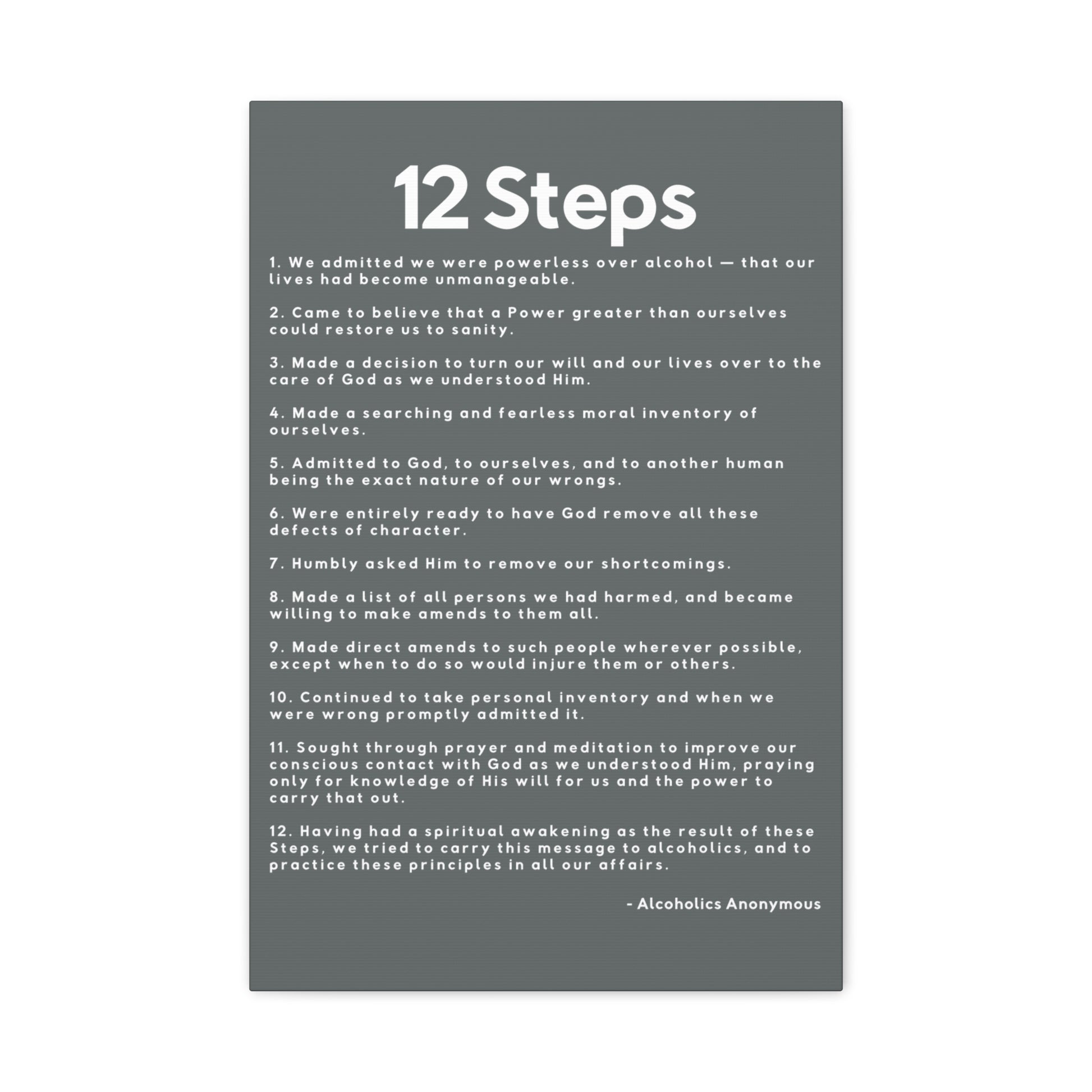 Haler Smith - Canvas - Haler Smith Matte Canvas - 12 Steps - Vertical Dark Gray Matte Finish