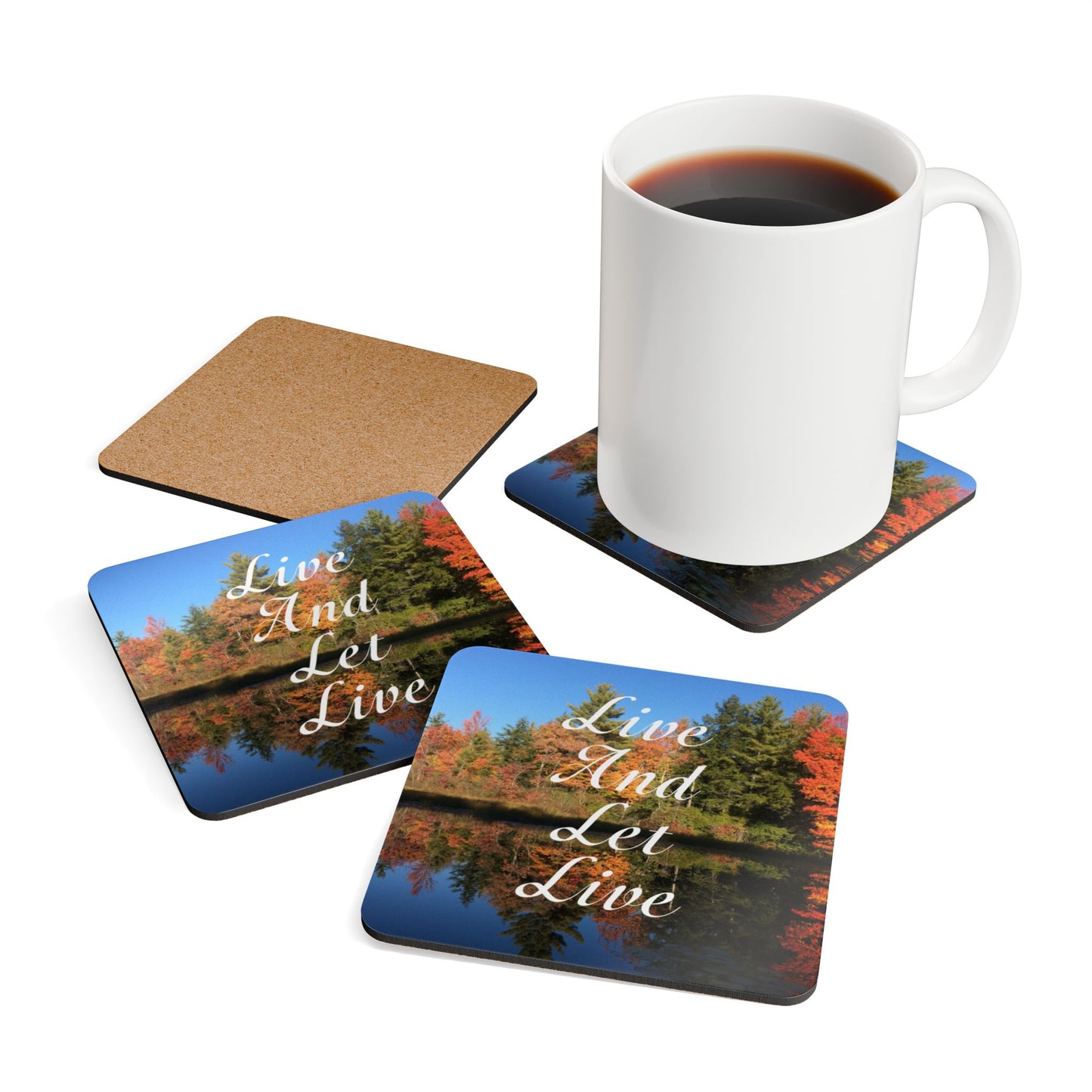 Haler Smith Corkwood Coaster Set - Live and Let Live - Mountain Pond