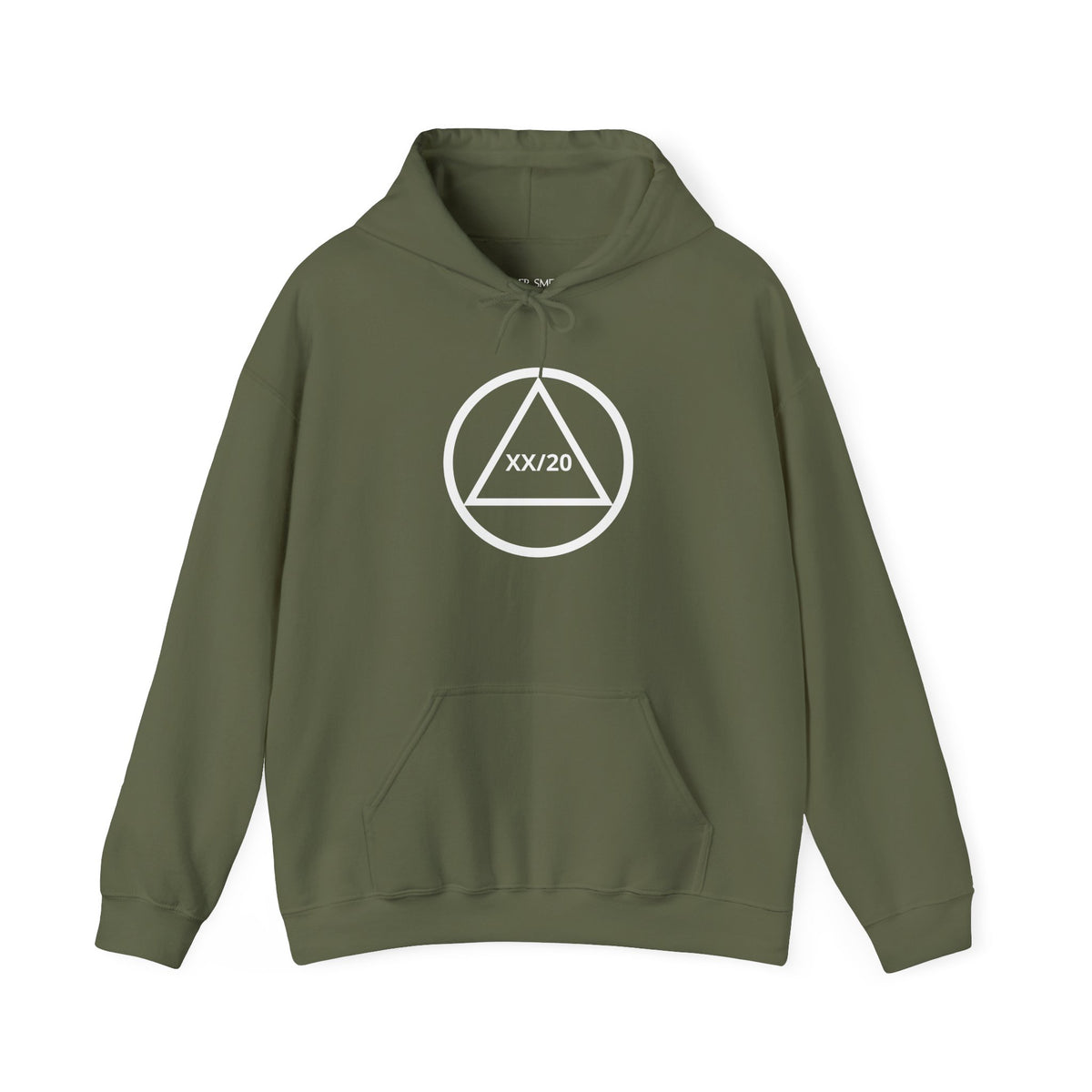 Circle and Triangle recovery hoodie in Military Green featuring Circle and Triangle Sobriety Years Design 1 on the front