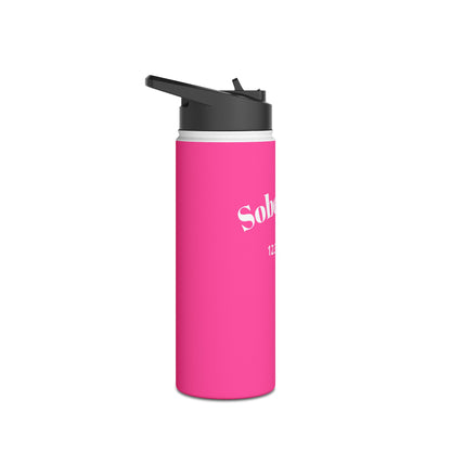 Recovery Insulated Stainless Steel Water Bottle | Sober Life Est. Design 1 | Pink