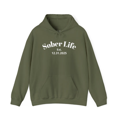 Sobriety Hoodie | Sober Life Est. Design 1 On The Front