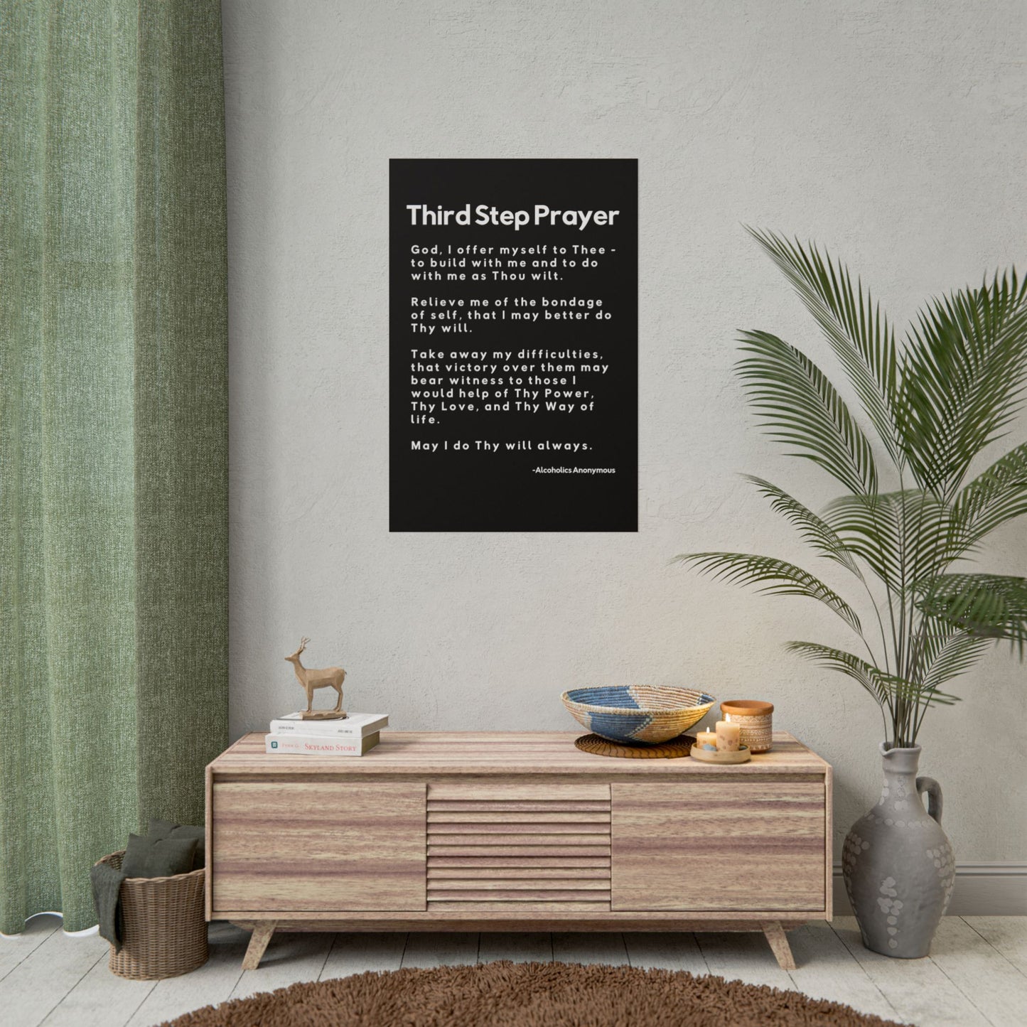 Haler Smith Rolled Poster - 3rd Step Prayer - Vertical Black Matte Finish - White Letters