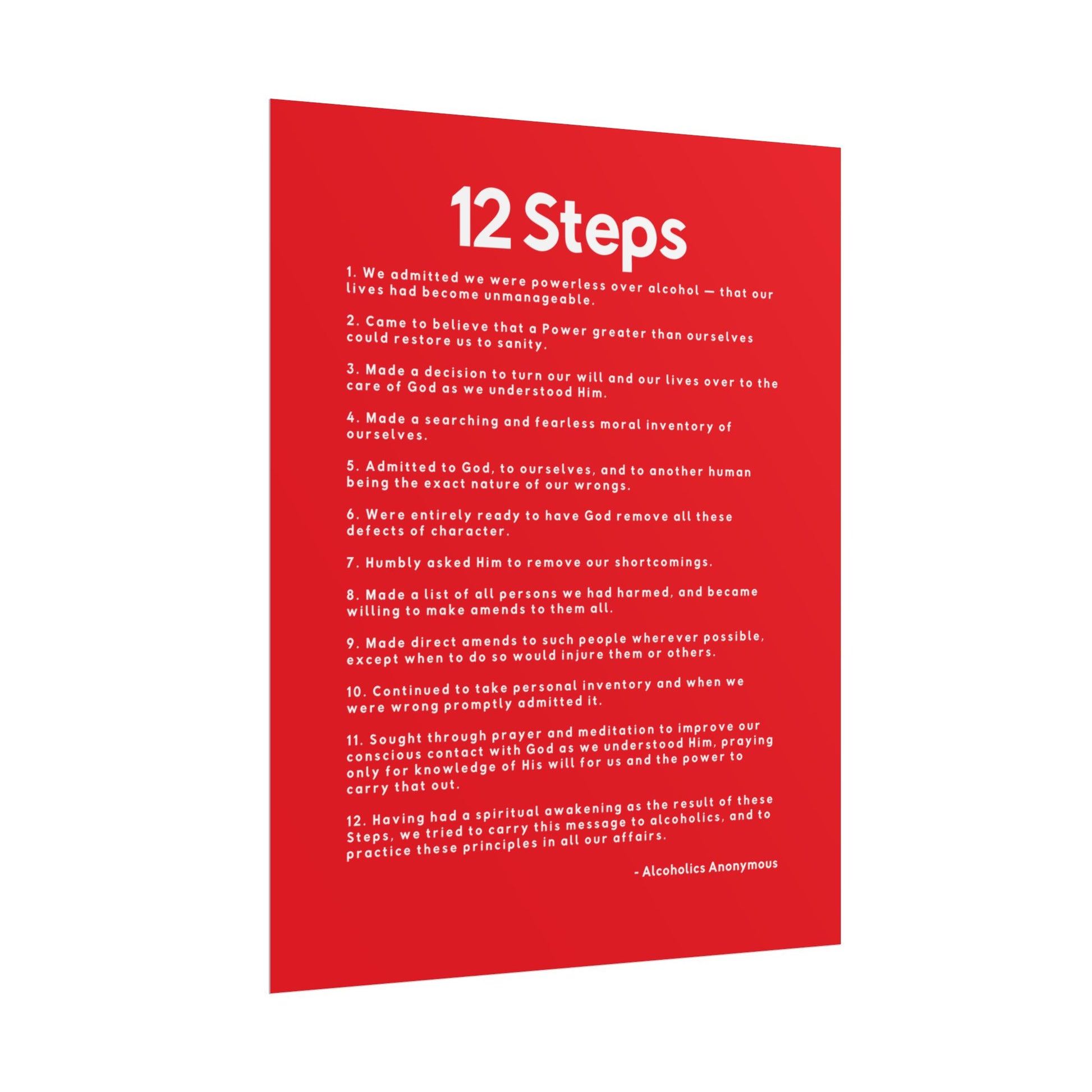 Haler Smith - Poster - Haler Smith Rolled Poster - 12 Steps - Vertical Red Matte Finish - White Letters