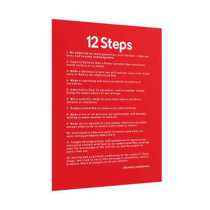Haler Smith - Poster - Haler Smith Rolled Poster - 12 Steps - Vertical Red Matte Finish - White Letters