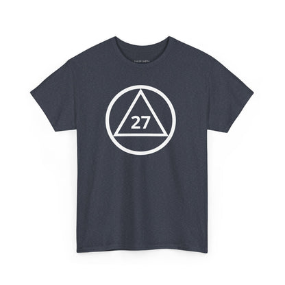 Recovery Short Sleeve T-Shirt | Circle and Triangle Sobriety Years Design 1 On The Front