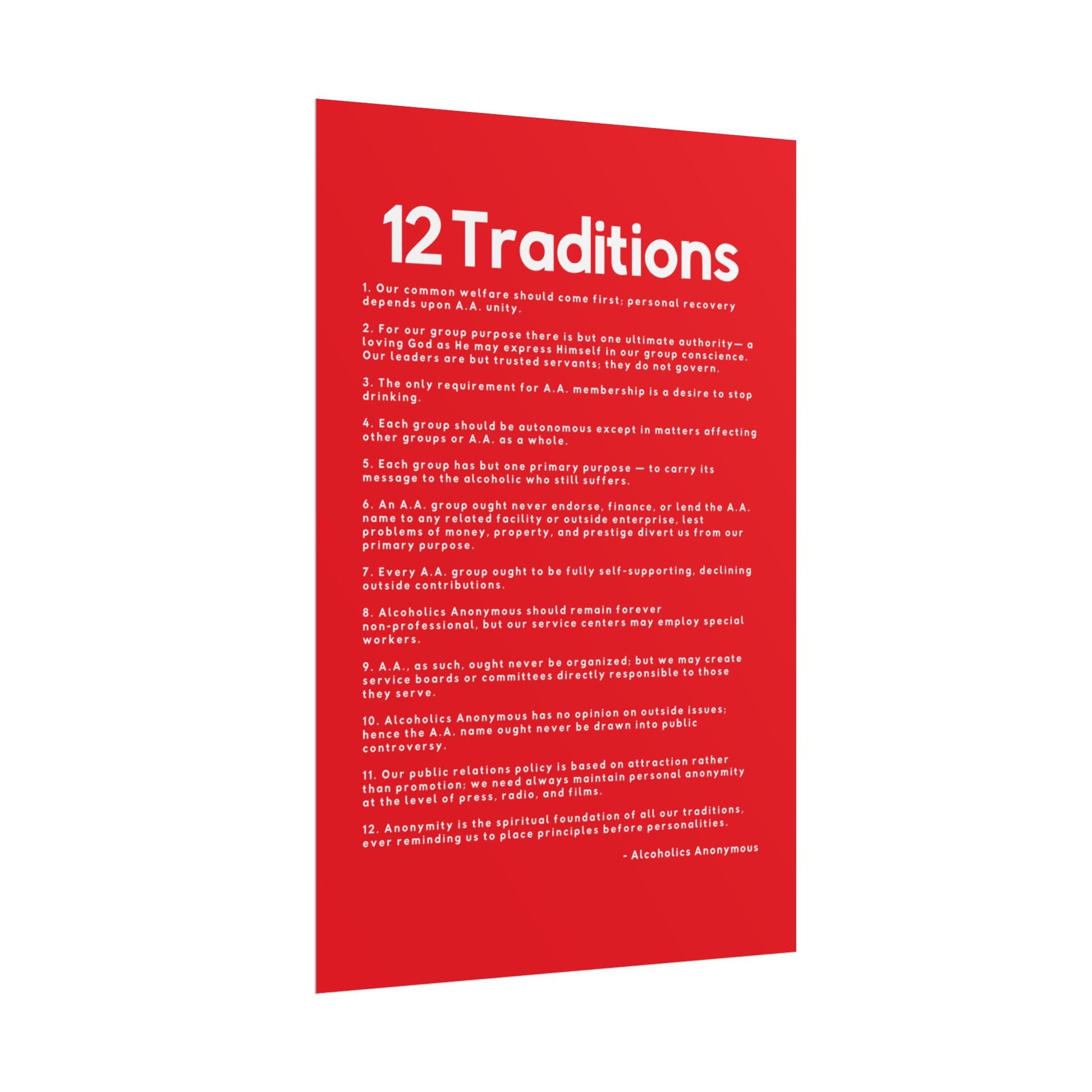 Haler Smith - Poster - Haler Smith Rolled Poster - 12 Traditions - Vertical Red Matte Finish