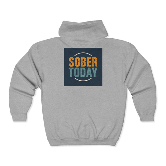 Recovery Zip Hoodie | Sober Today Design 8 On The Back