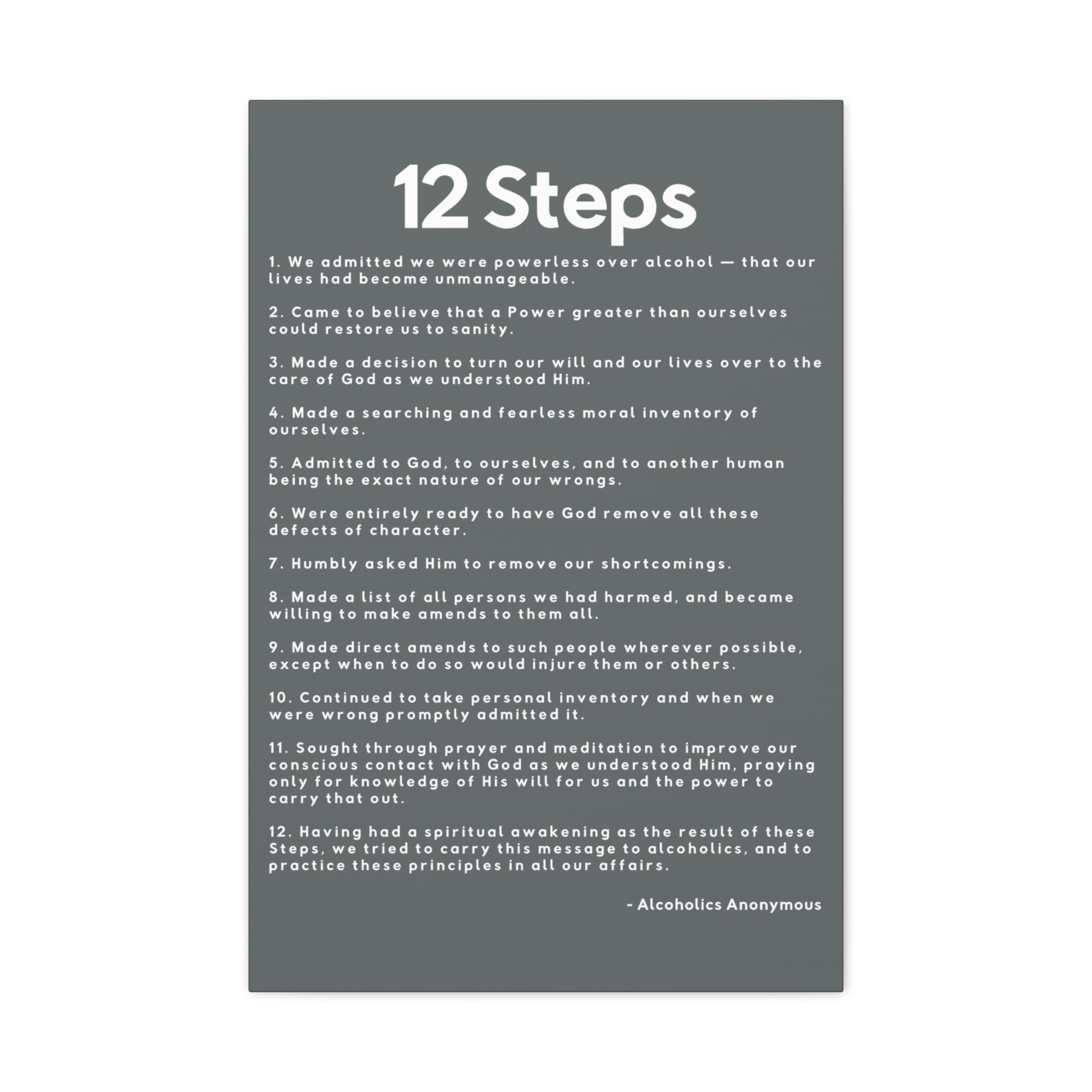 Haler Smith - Canvas - Haler Smith Matte Canvas - 12 Steps - Vertical Dark Gray Matte Finish