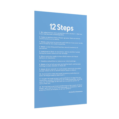 Haler Smith - Poster - Haler Smith Rolled Poster - 12 Steps - Vertical Light Blue Matte Finish - White Letters