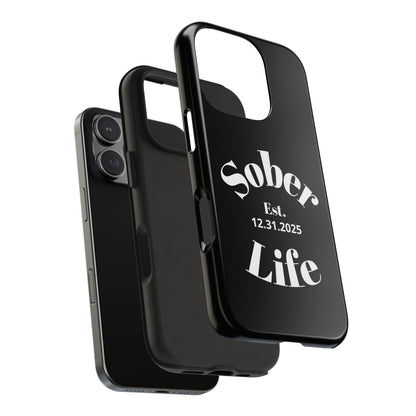 Recovery Phone Case | Sober Life Est. Design 1 | Black iPhone Case