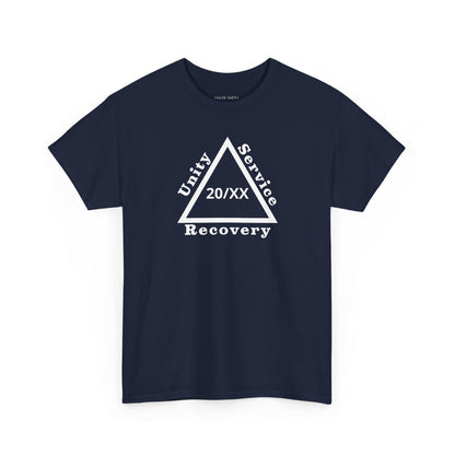 Recovery Short Sleeve T-Shirt | Unity Service Recovery Sobriety Years Design 1 On The Front
