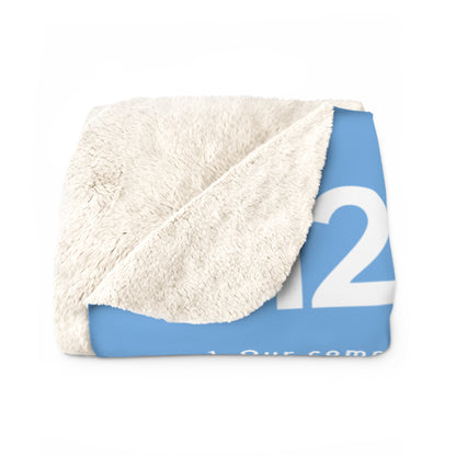 Haler Smith Sherpa Fleece Blanket - 12 Traditions - White Letters - Light Blue