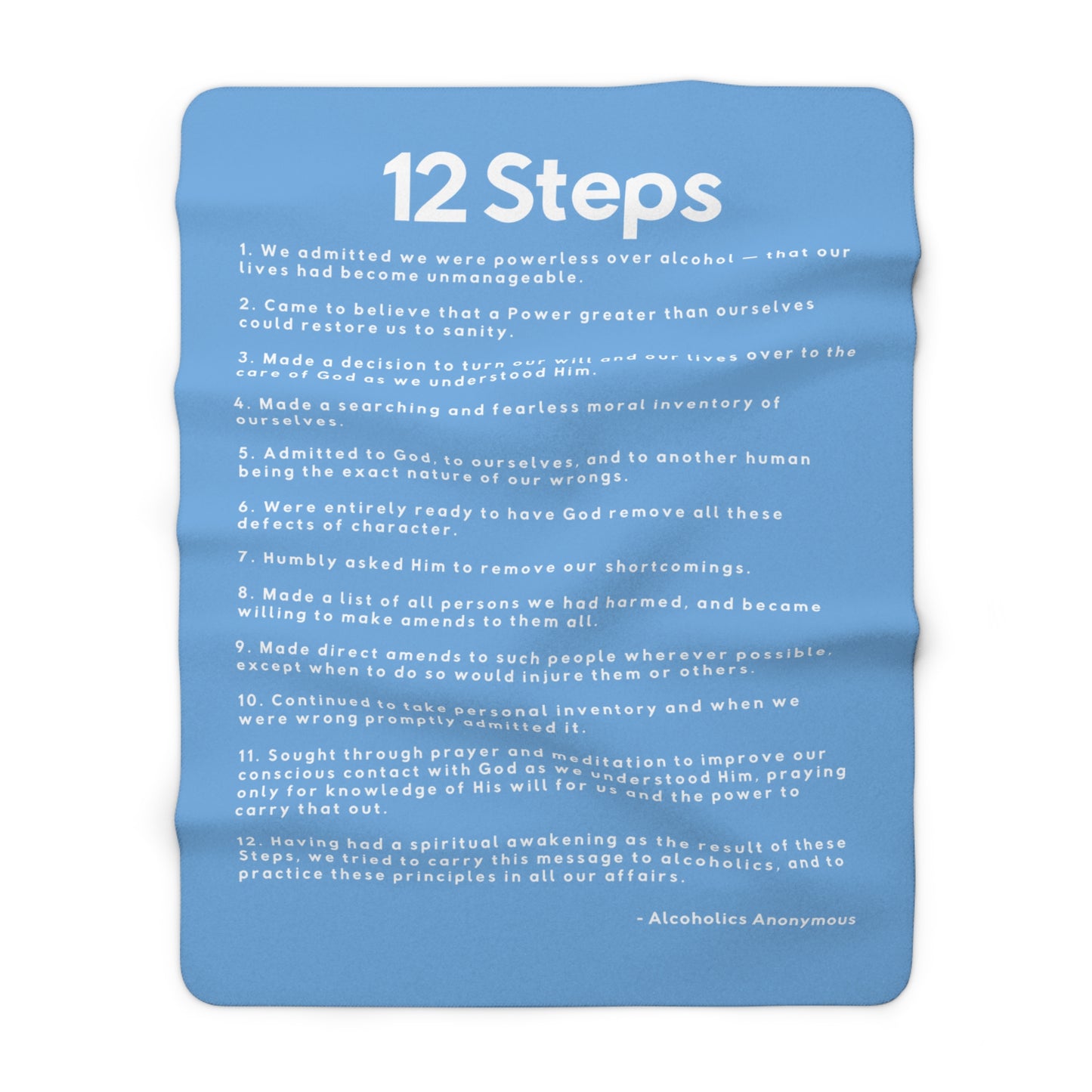 Haler Smith - Home Decor - Haler Smith Sherpa Fleece Blanket - 12 Steps - Light Blue