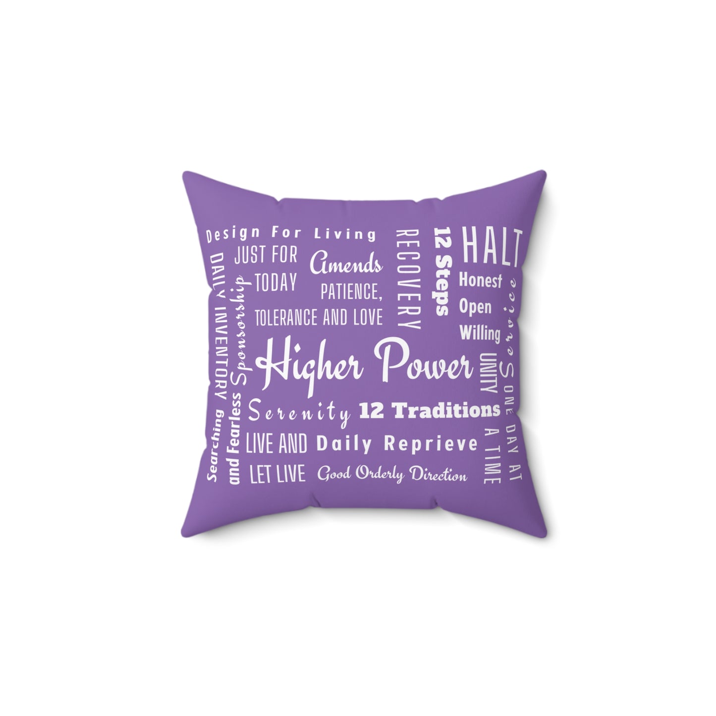 Haler Smith Square Polyester Pillow - Recovery Phrases 1 - Light Purple