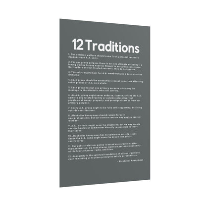 Haler Smith - Poster - Haler Smith Rolled Poster - 12 Traditions - Vertical Dark Gray Matte Finish