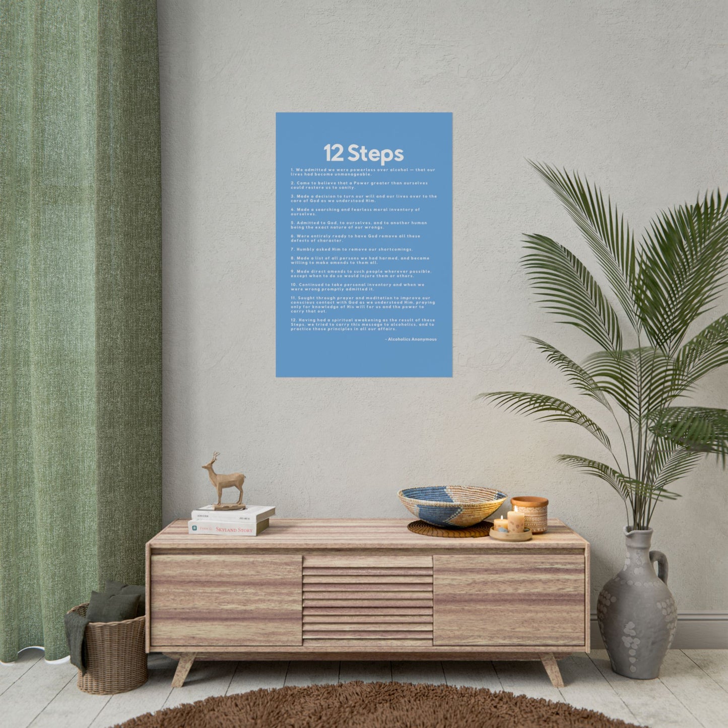 Haler Smith - Poster - Haler Smith Rolled Poster - 12 Steps - Vertical Light Blue Matte Finish - White Letters