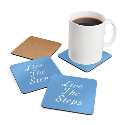Haler Smith Corkwood Coaster Set Light Blue - Live The Steps White