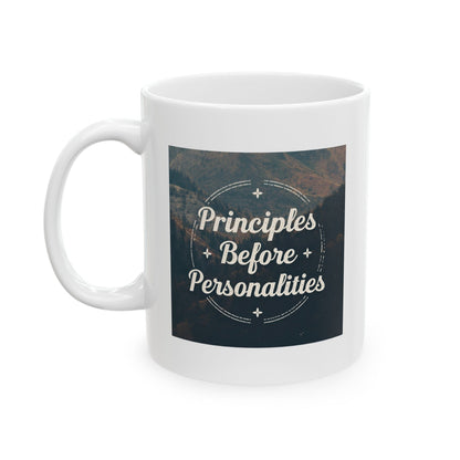 Haler Smith Ceramic Mug - Principles Before Personalities 1 - White