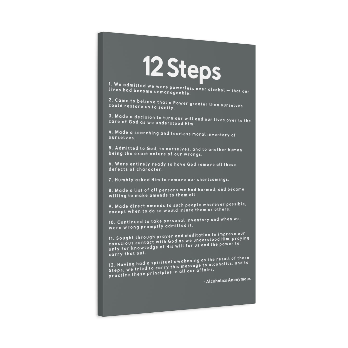 Haler Smith - Canvas - Haler Smith Matte Canvas - 12 Steps - Vertical Dark Gray Matte Finish
