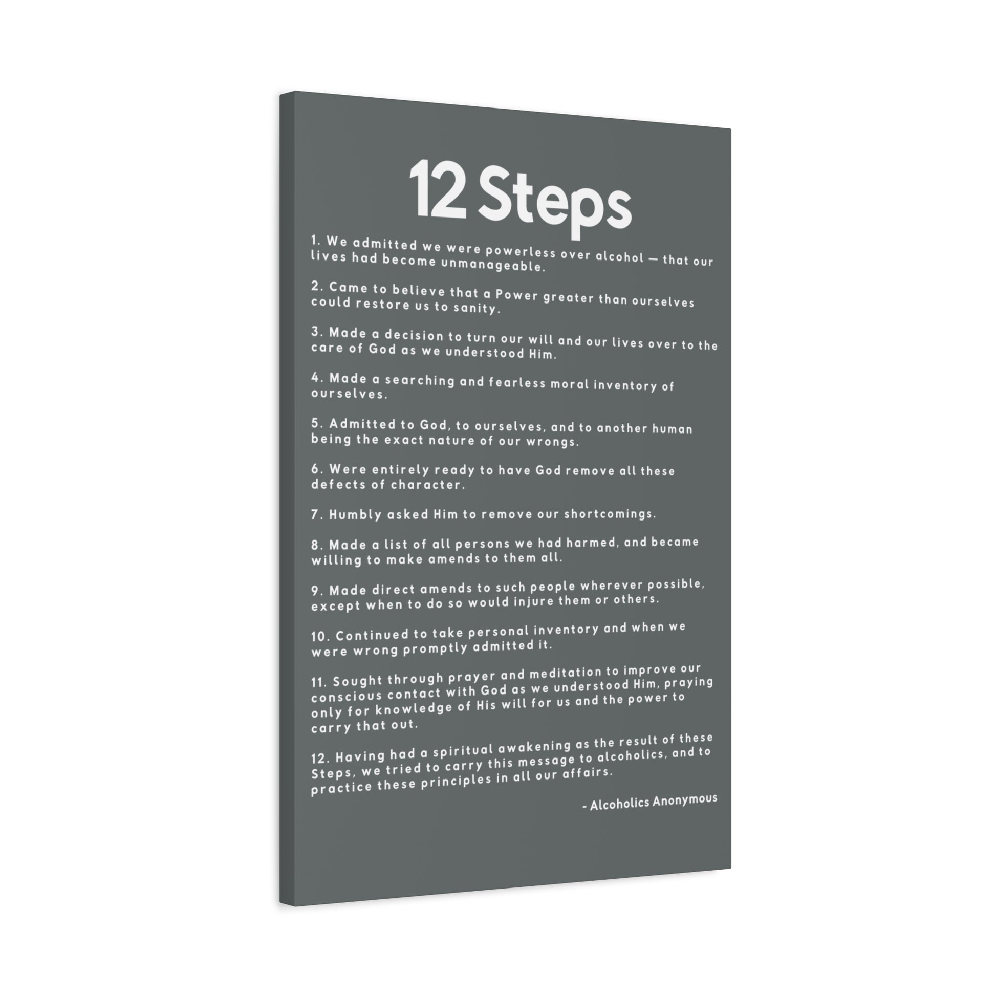 Haler Smith - Canvas - Haler Smith Matte Canvas - 12 Steps - Vertical Dark Gray Matte Finish