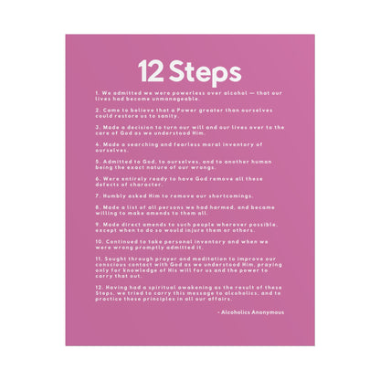 Haler Smith - Poster - Haler Smith Rolled Poster - 12 Steps - Vertical Light Pink Matte Finish - White Letters