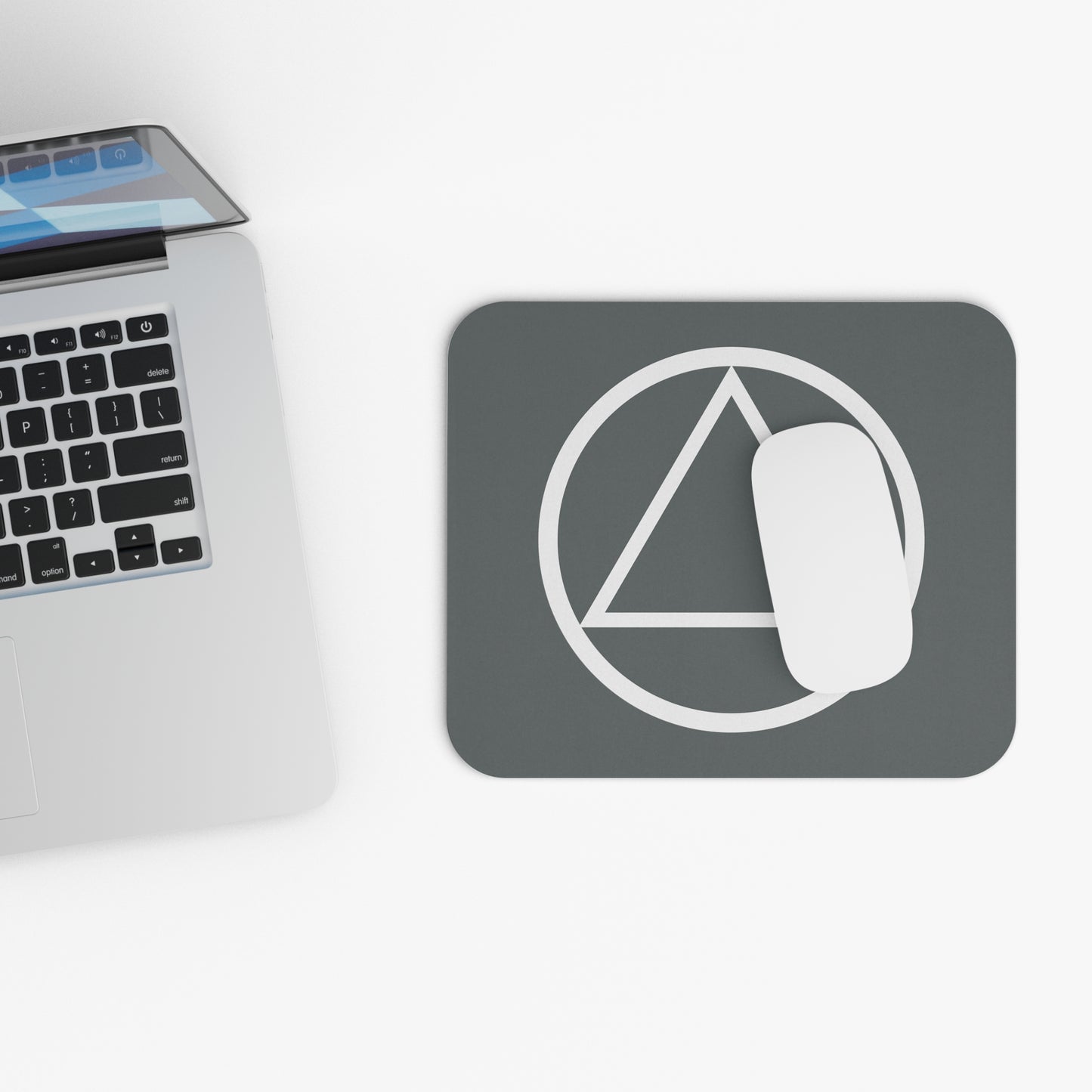 Recovery Mouse Pad | Circle and Triangle Design 1 | Dark Gray