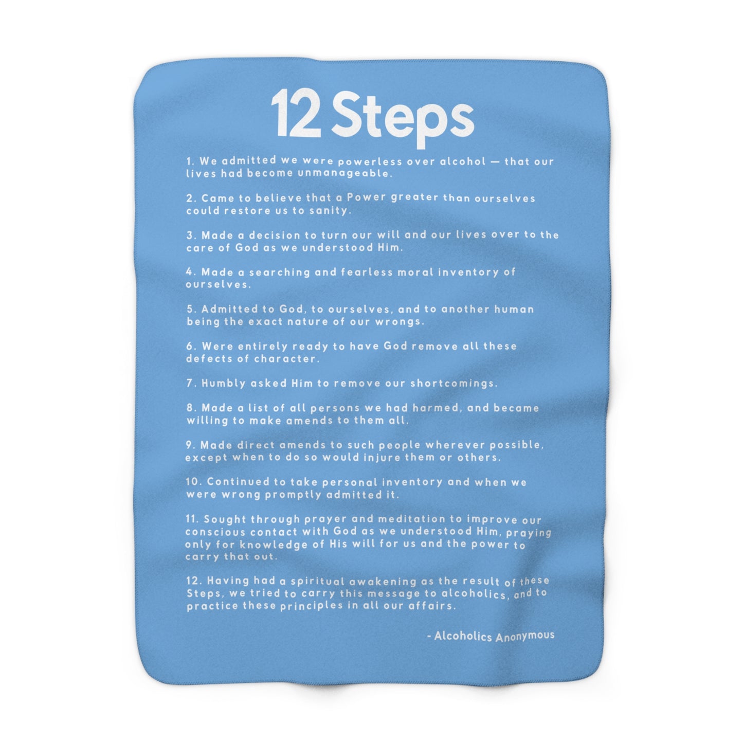 Haler Smith - Home Decor - Haler Smith Sherpa Fleece Blanket - 12 Steps - Light Blue