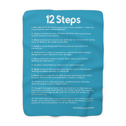 Haler Smith - Home Decor - Haler Smith Sherpa Fleece Blanket - 12 Steps - Turquoise