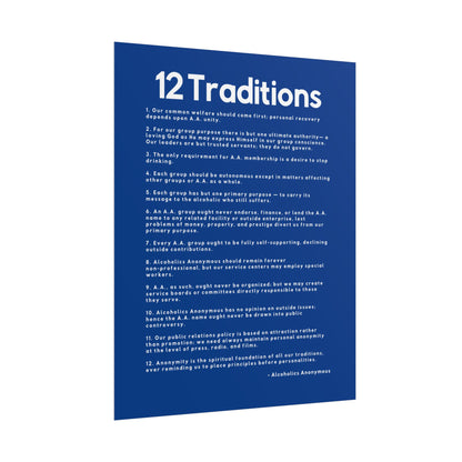 Haler Smith - Poster - Haler Smith Rolled Poster - 12 Traditions - Vertical Dark Blue Matte Finish
