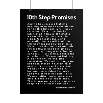 Haler Smith Rolled Poster - 10th Step Promises - Vertical Black Matte Finish - White Letters