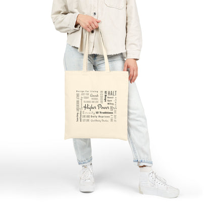 Haler Smith Cotton Canvas Tote Bag - Recovery Phrases 1 - Natural