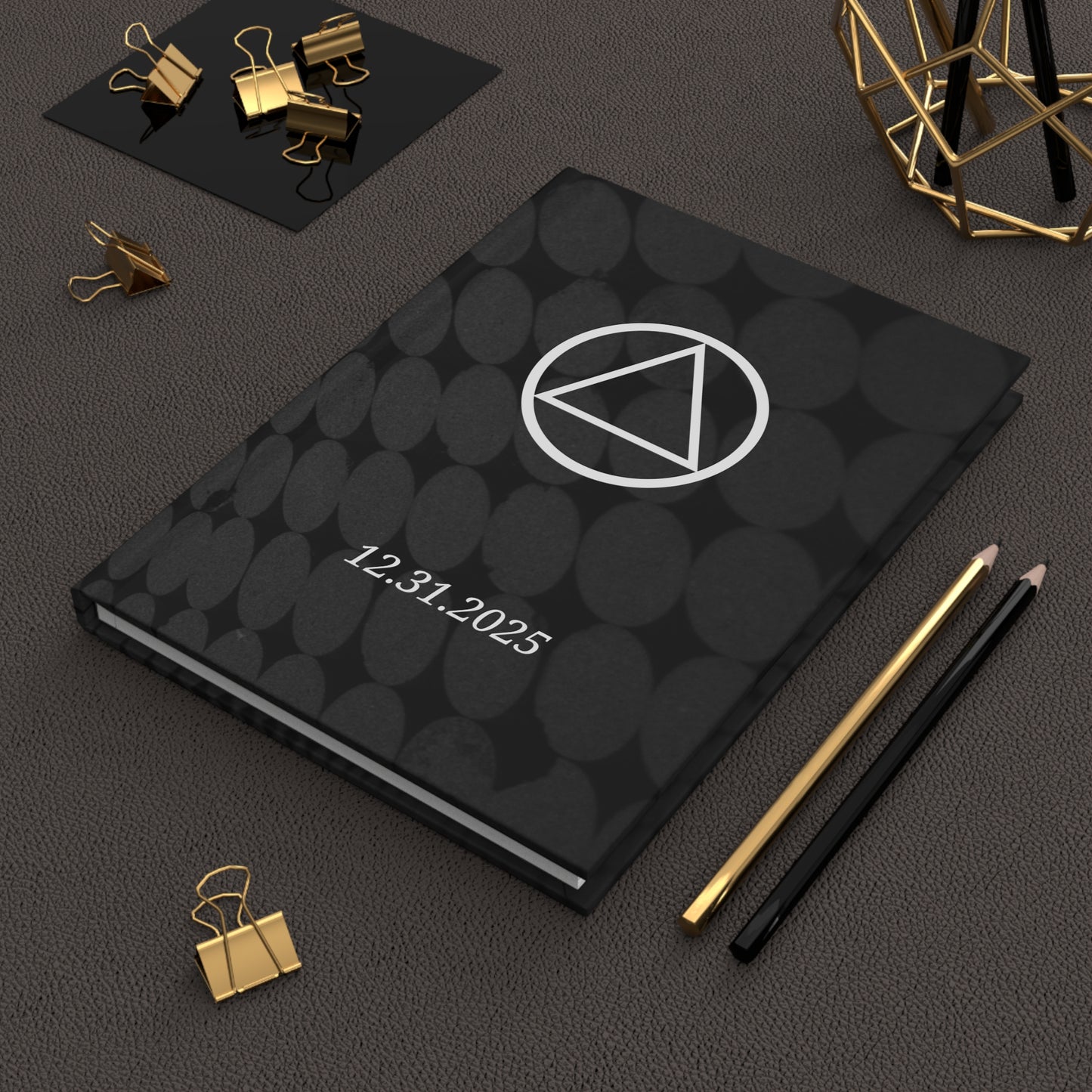 Recovery Hardcover Journal | Circle and Triangle Sobriety Date | Black Circles