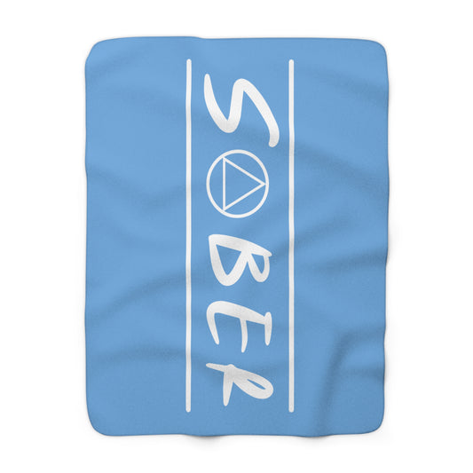 Recovery Sherpa Fleece Blanket | Sober Design 1 | Light Blue