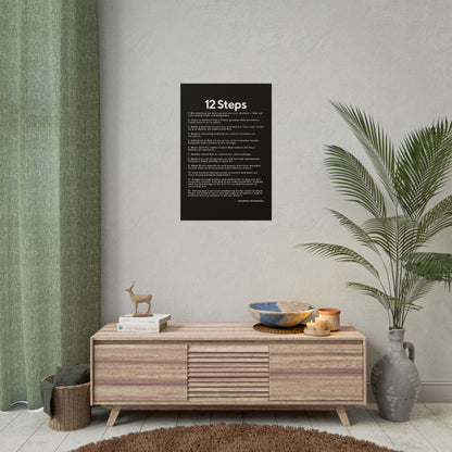 Haler Smith Rolled Poster - 12 Steps - Vertical Black Matte Finish - White Letters