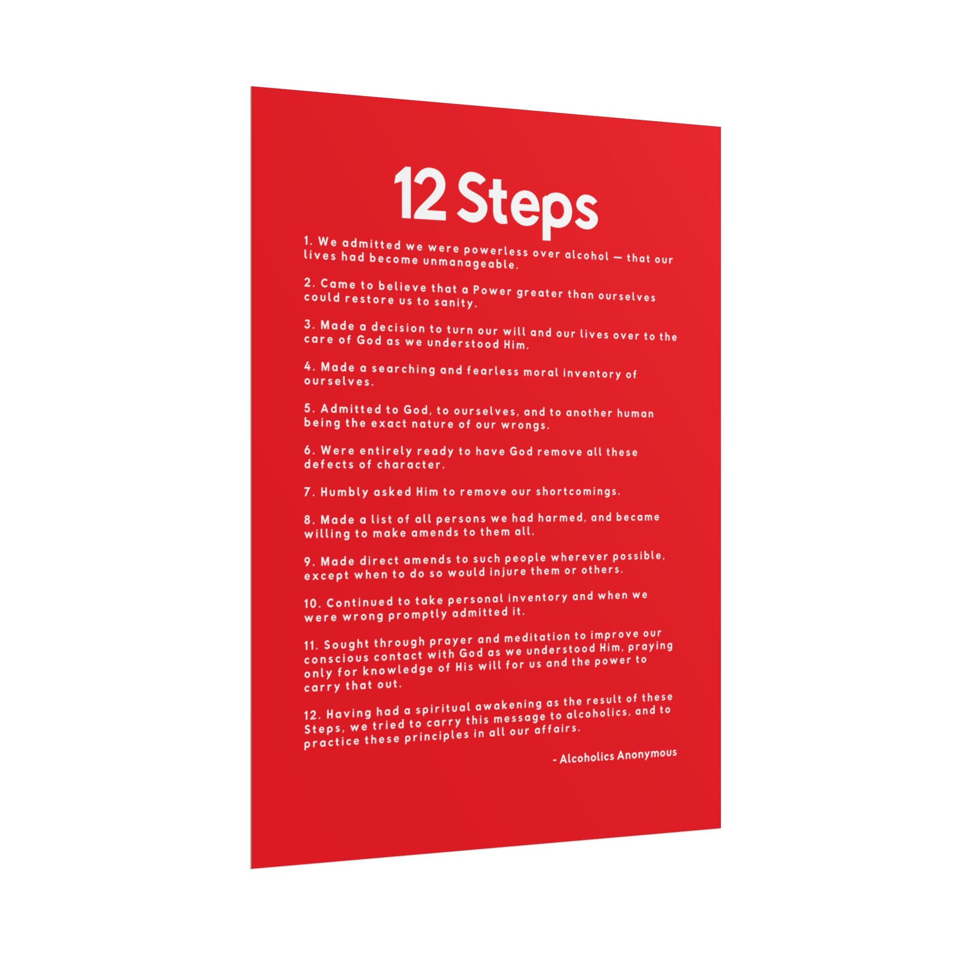 Haler Smith - Poster - Haler Smith Rolled Poster - 12 Steps - Vertical Red Matte Finish - White Letters