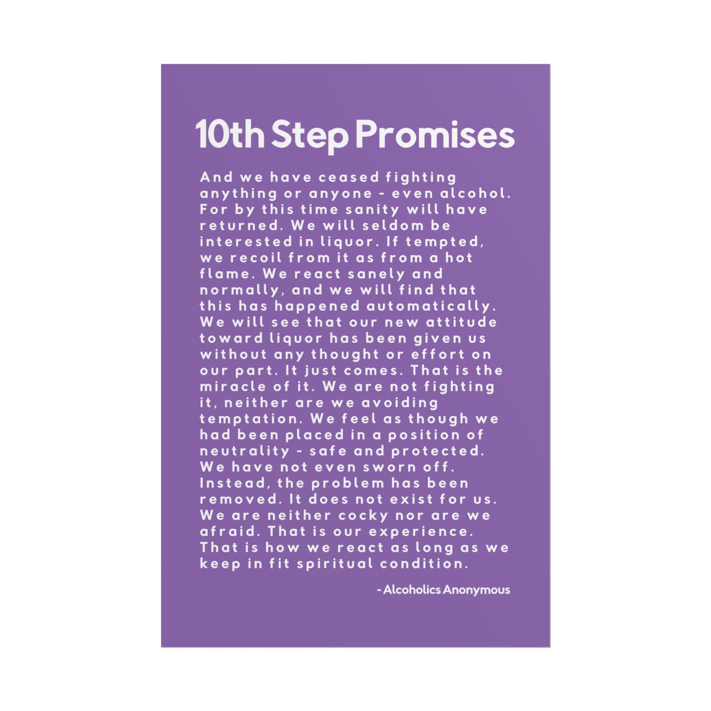 Haler Smith - Poster - Haler Smith Rolled Poster - 10th Step Promises - Vertical Light Purple Matte Finish