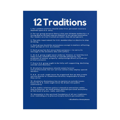 Haler Smith - Poster - Haler Smith Rolled Poster - 12 Traditions - Vertical Dark Blue Matte Finish