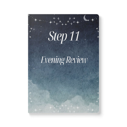 Haler Smith Guided Softcover Journal - Step 11 Evening Review - Starry Night Scene - White Letters