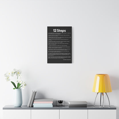 Haler Smith Matte Canvas - 12 Steps - Vertical Black Matte Finish - White Letters