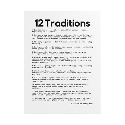 Haler Smith Rolled Poster - 12 Traditions - Vertical White Matte Finish - Black Letters