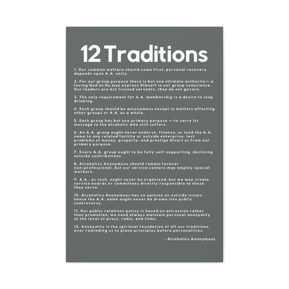 Haler Smith - Canvas - Haler Smith Matte Canvas - 12 Traditions - Vertical Dark Gray Matte Finish