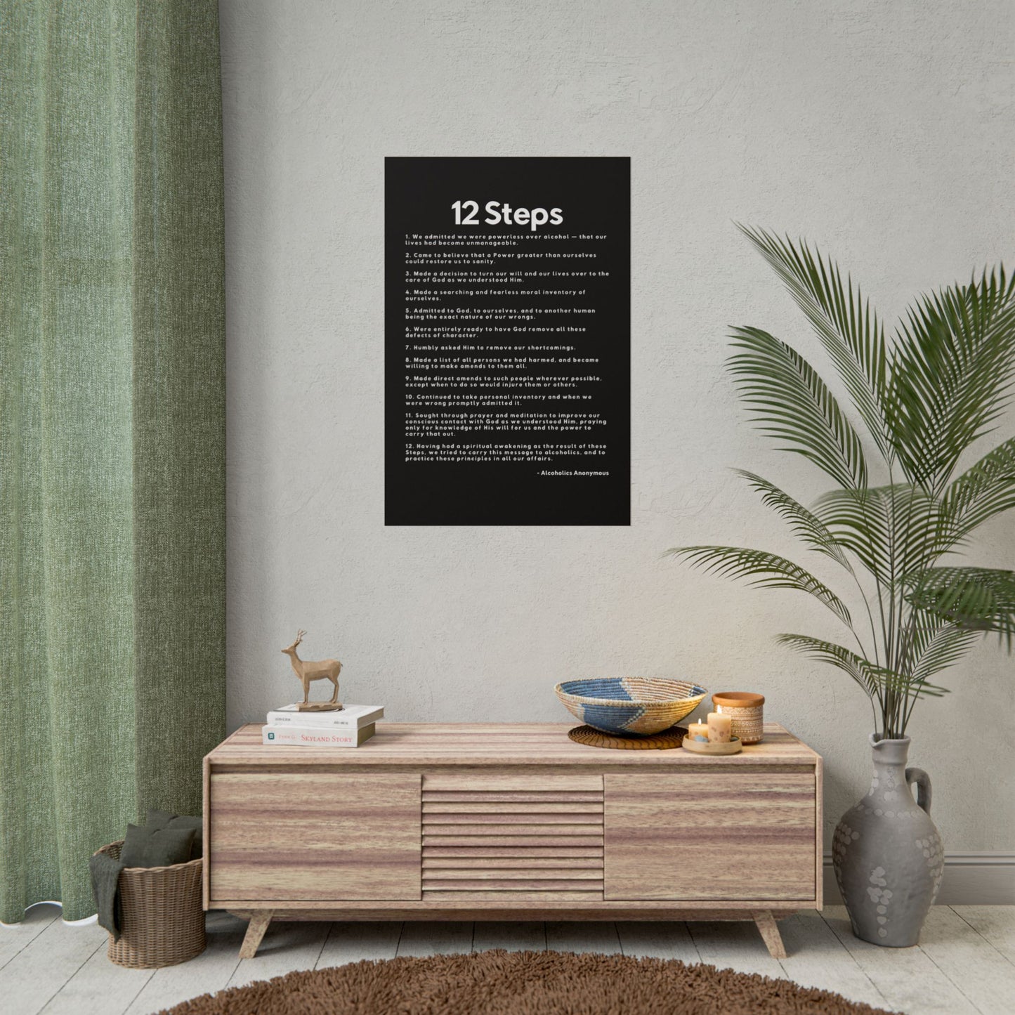 Haler Smith Rolled Poster - 12 Steps - Vertical Black Matte Finish - White Letters