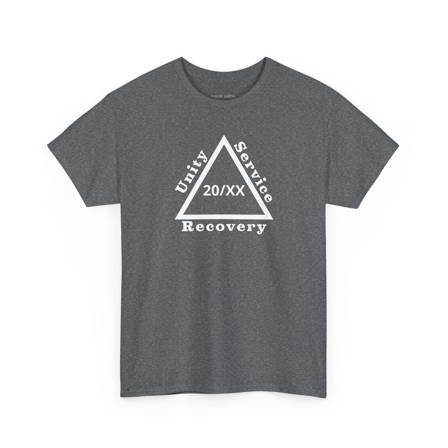 Recovery Short Sleeve T-Shirt | Unity Service Recovery Sobriety Years Design 1 On The Front