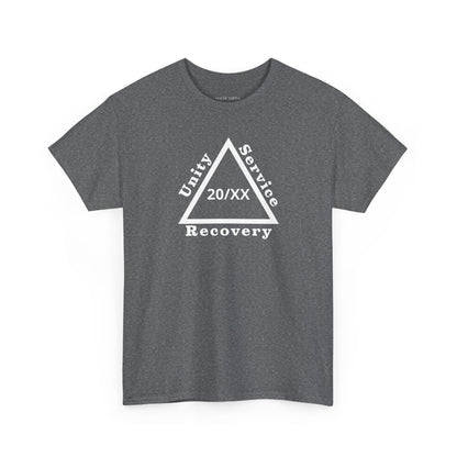 Recovery Short Sleeve T-Shirt | Unity Service Recovery Sobriety Years Design 1 On The Front