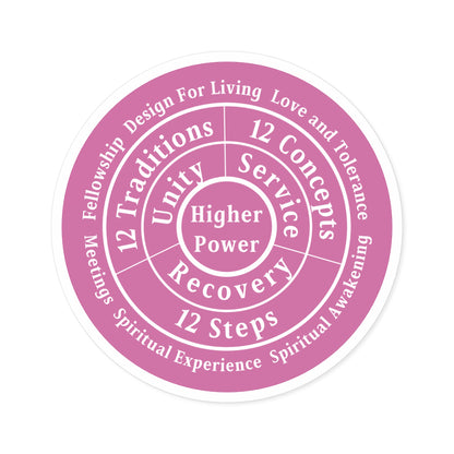 Haler Smith Vinyl Round Sticker - Higher Power 1 - Light Pink