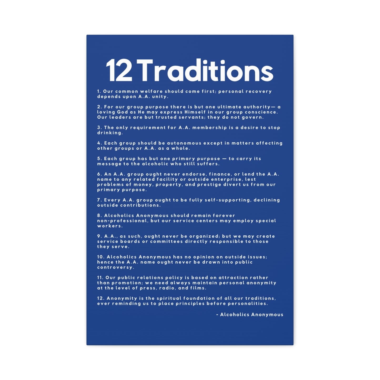 Haler Smith - Canvas - Haler Smith Matte Canvas - 12 Traditions - Vertical Dark Blue Matte Finish