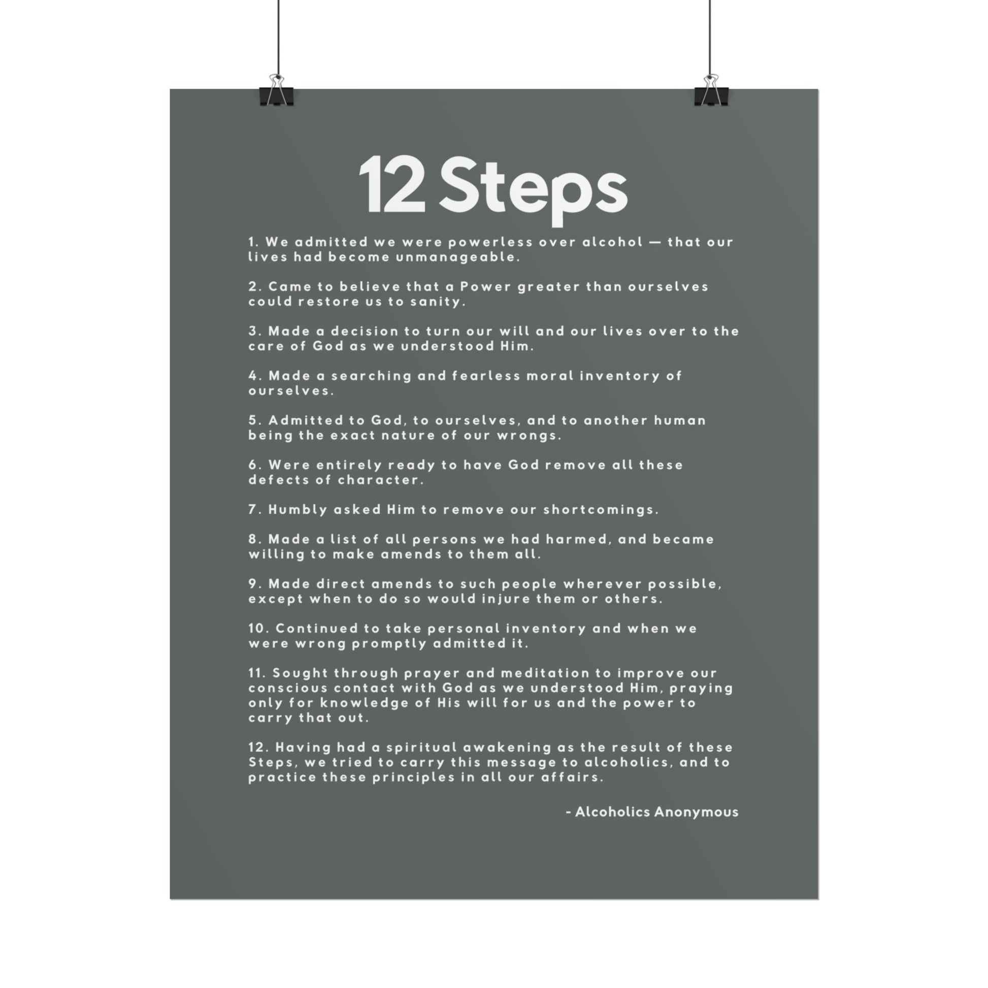 Haler Smith - Poster - Haler Smith Rolled Poster - 12 Steps - Vertical Dark Gray Matte Finish