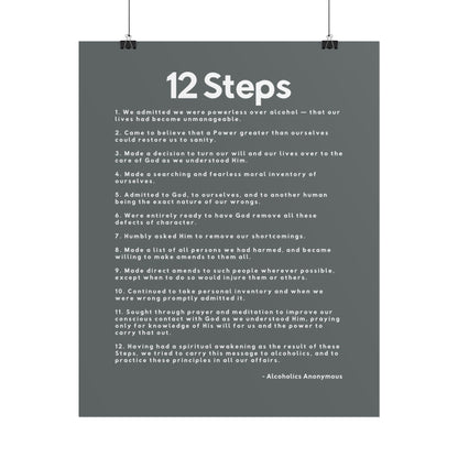 Haler Smith - Poster - Haler Smith Rolled Poster - 12 Steps - Vertical Dark Gray Matte Finish